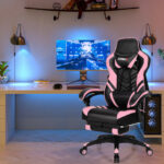 Blue Ergonomic Adjustable Gaming Chair with Footrest and Headrest