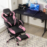 Blue Ergonomic Adjustable Gaming Chair with Footrest and Headrest