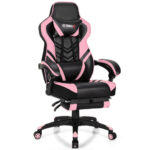 Blue Ergonomic Adjustable Gaming Chair with Footrest and Headrest