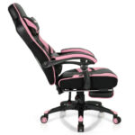 Blue Ergonomic Adjustable Gaming Chair with Footrest and Headrest