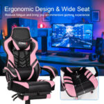 Blue Ergonomic Adjustable Gaming Chair with Footrest and Headrest