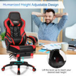 Blue Ergonomic Adjustable Gaming Chair with Footrest and Headrest