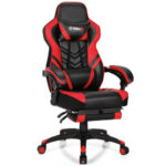 Blue Ergonomic Adjustable Gaming Chair with Footrest and Headrest