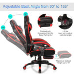 Blue Ergonomic Adjustable Gaming Chair with Footrest and Headrest