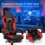Blue Ergonomic Adjustable Gaming Chair with Footrest and Headrest