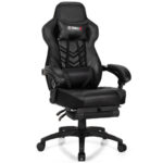 Blue Ergonomic Adjustable Gaming Chair with Footrest and Headrest
