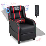 Blue PU Leather Massage Gaming Recliner Chair with Bluetooth Speakers 25 Blue PU Leather Massage Gaming Recliner Chair with Bluetooth Speakers