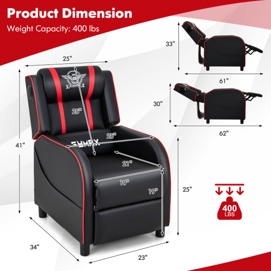 Blue PU Leather Massage Gaming Recliner Chair with Bluetooth Speakers 12 Blue PU Leather Massage Gaming Recliner Chair with Bluetooth Speakers - Image 12