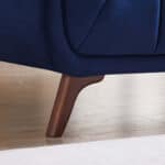 Blue Velvet Mid-Century Modern Sofa with Solid Wood Frame