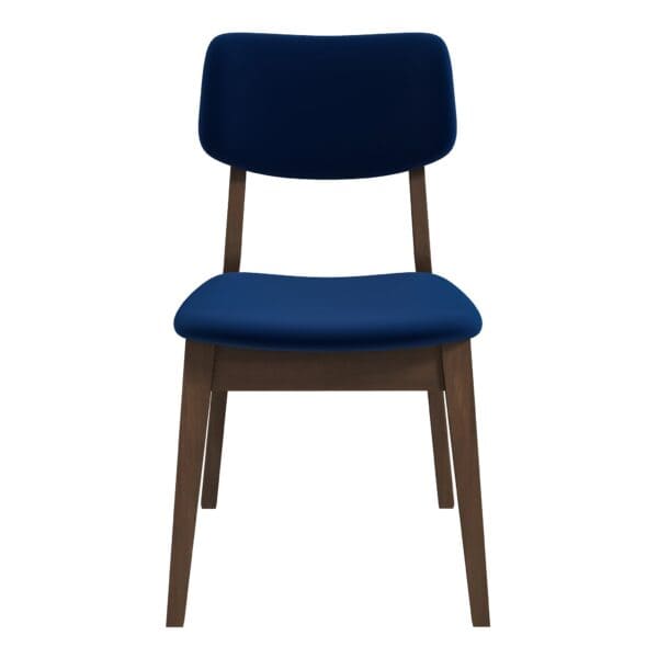 Blue Velvet Mid-Century Modern Dining Chairs (Set of 2)
