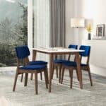 Blue Velvet Mid-Century Modern Dining Chairs (Set of 2)