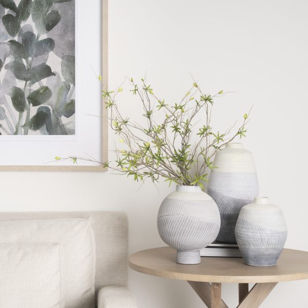Blume 12.5H Off White w Gray Textured Vase 1