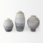 Blume 12.5H Off-White w/ Gray Textured Vase