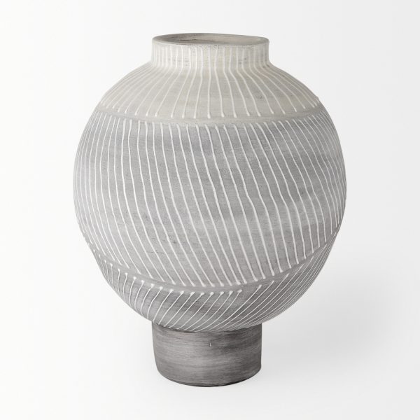 Blume 12.5H Off White w Gray Textured Vase 2