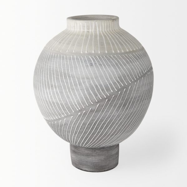 Blume 12.5H Off White w Gray Textured Vase 3