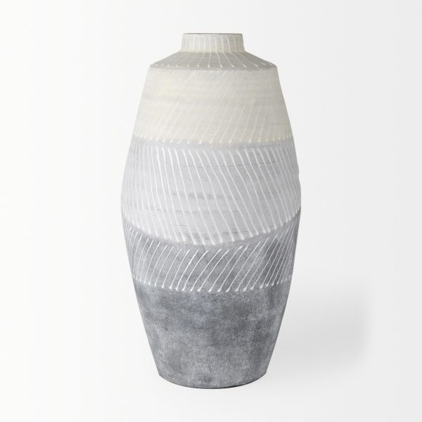 Blume 16.5H Off White w Gray Textured Vase 2