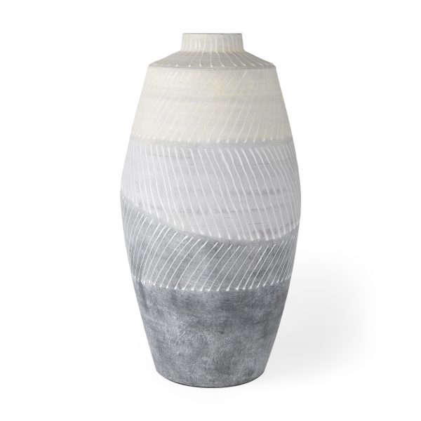 Blume 16.5H Off White w Gray Textured Vase