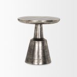 Bobbi Textured Polished Nickel Cast Aluminum Metal Accent Table