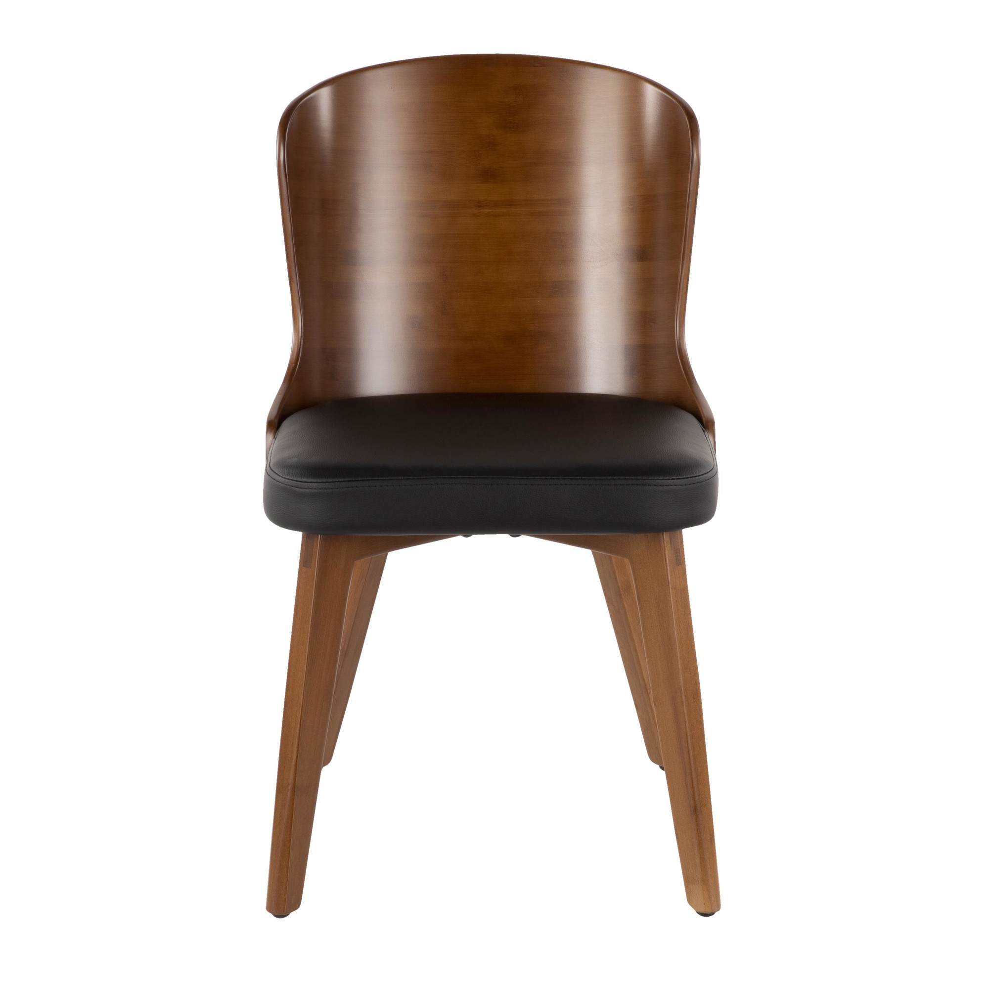 Bocello Walnut Bamboo Black Faux Leather Mid-Century Modern Chair 11 Bocello Walnut Bamboo Black Faux Leather Mid-Century Modern Chair - Image 11