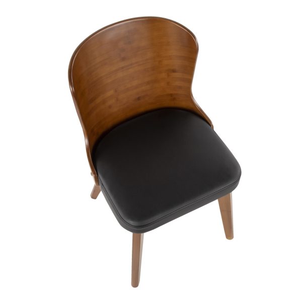 Bocello Walnut Bamboo Black Faux Leather Mid Century Modern Chair 11