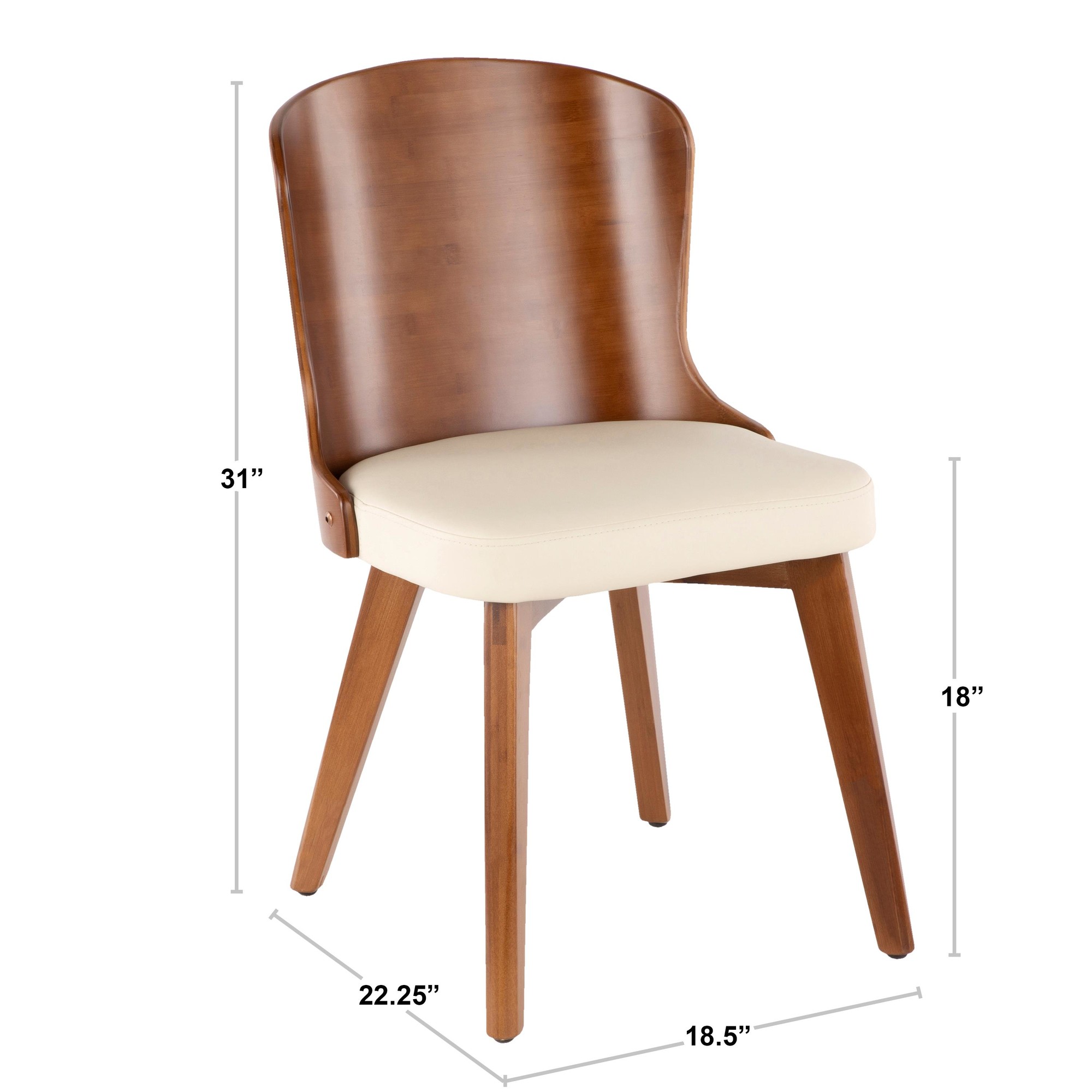 Bocello Walnut Bamboo Black Faux Leather Mid-Century Modern Chair 13 Bocello Walnut Bamboo Black Faux Leather Mid-Century Modern Chair - Image 13