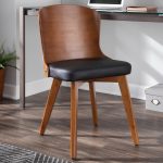 Bocello Walnut Bamboo Black Faux Leather Mid-Century Modern Chair 15 Bocello Walnut Bamboo Black Faux Leather Mid-Century Modern Chair
