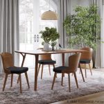 Bocello Walnut Bamboo Black Faux Leather Mid-Century Modern Chair 20 Bocello Walnut Bamboo Black Faux Leather Mid-Century Modern Chair