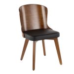 Bocello Walnut Bamboo Black Faux Leather Mid-Century Modern Chair 21 Bocello Walnut Bamboo Black Faux Leather Mid-Century Modern Chair