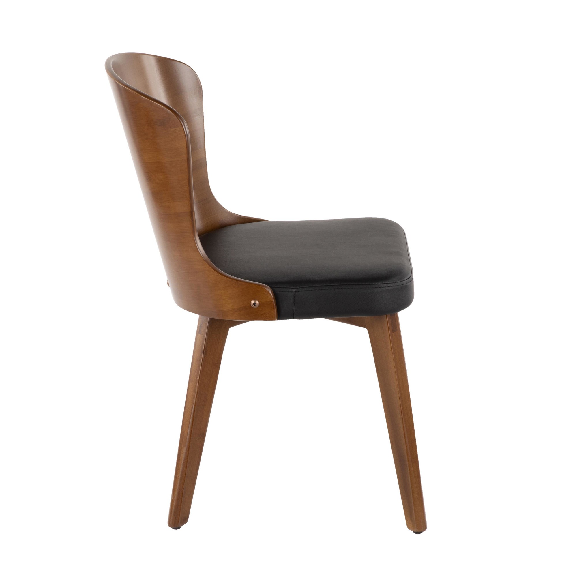 Bocello Walnut Bamboo Black Faux Leather Mid-Century Modern Chair 8 Bocello Walnut Bamboo Black Faux Leather Mid-Century Modern Chair - Image 8