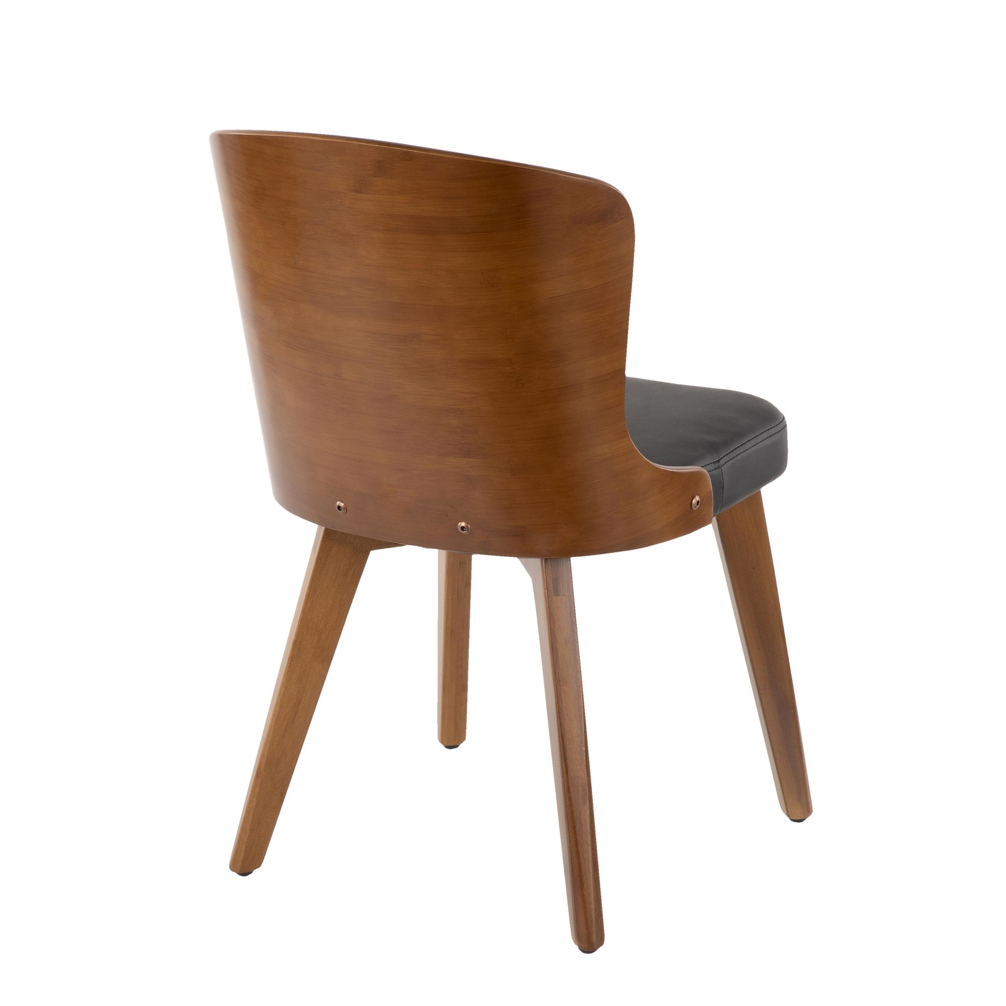 Bocello Walnut Bamboo Black Faux Leather Mid-Century Modern Chair 9 Bocello Walnut Bamboo Black Faux Leather Mid-Century Modern Chair - Image 9