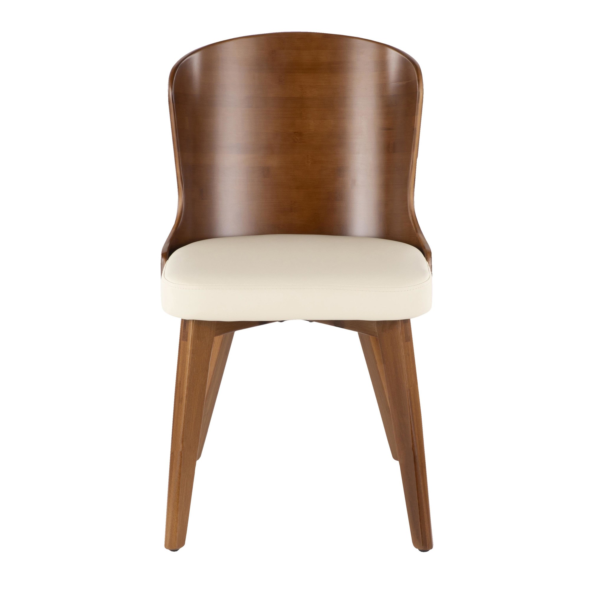 Bocello Walnut Bamboo Cream Faux Leather Mid-Century Accent Chair 11 Bocello Walnut Bamboo Cream Faux Leather Mid-Century Accent Chair - Image 11