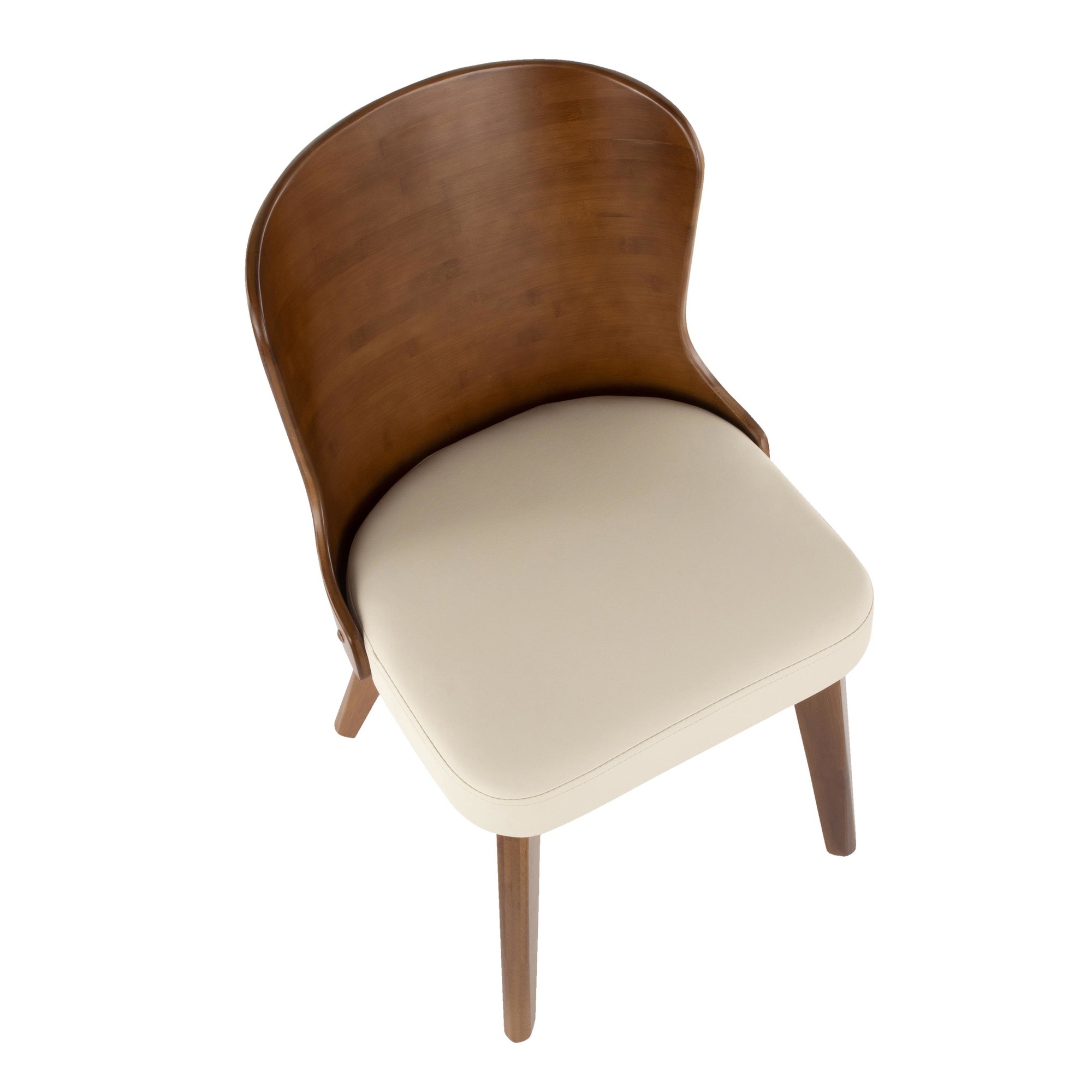 Bocello Walnut Bamboo Cream Faux Leather Mid-Century Accent Chair 12 Bocello Walnut Bamboo Cream Faux Leather Mid-Century Accent Chair - Image 12