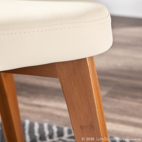 Bocello Walnut Bamboo Cream Faux Leather Mid Century Accent Chair 4