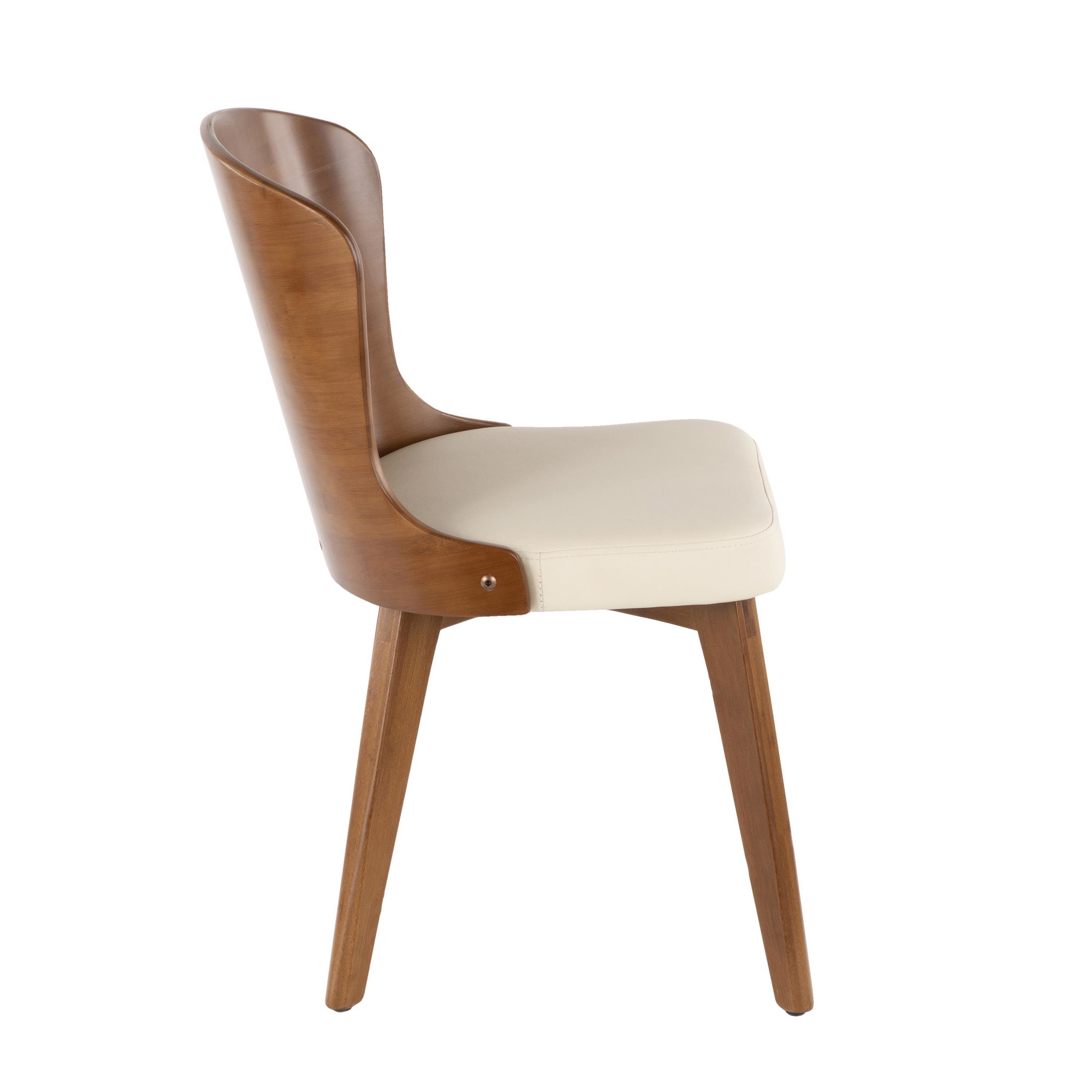 Bocello Walnut Bamboo Cream Faux Leather Mid-Century Accent Chair 8 Bocello Walnut Bamboo Cream Faux Leather Mid-Century Accent Chair - Image 8