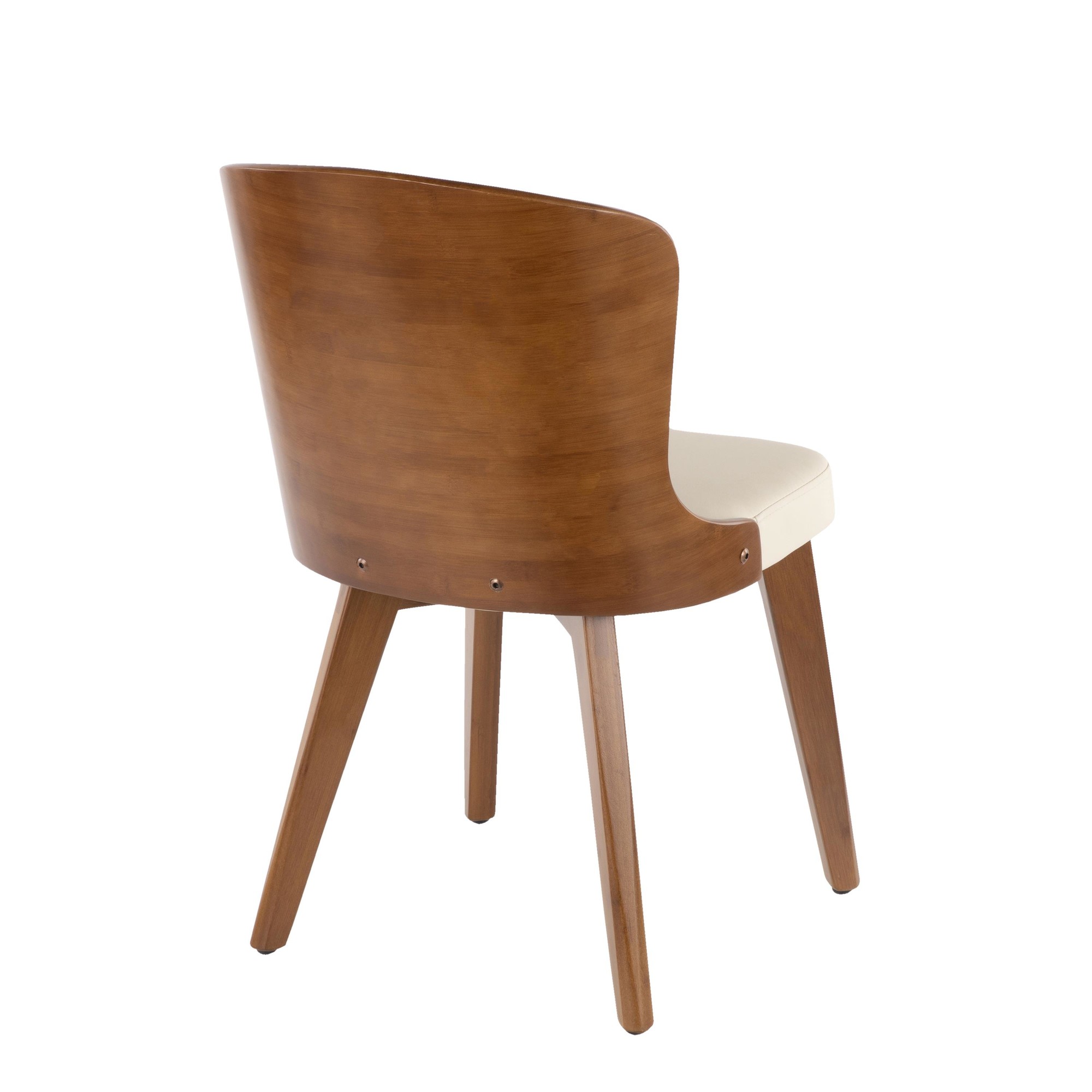 Bocello Walnut Bamboo Cream Faux Leather Mid-Century Accent Chair 9 Bocello Walnut Bamboo Cream Faux Leather Mid-Century Accent Chair - Image 9