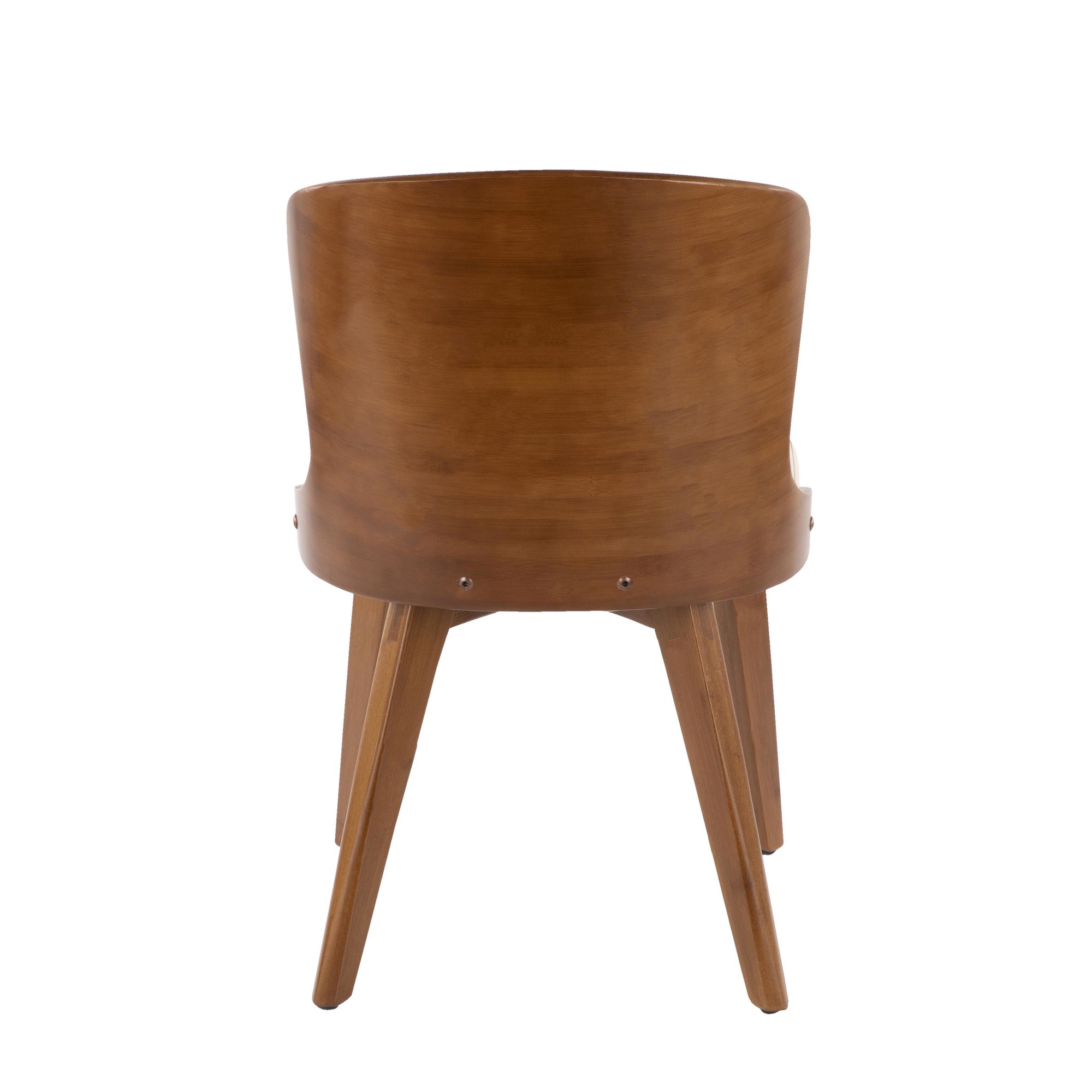 Bocello Walnut Bamboo Cream Faux Leather Mid-Century Accent Chair 10 Bocello Walnut Bamboo Cream Faux Leather Mid-Century Accent Chair - Image 10