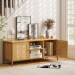 Boho TV Stand with Faux Rattan Doors for 55-Inch TVs 9 Boho TV Stand with Faux Rattan Doors for 55-Inch TVs