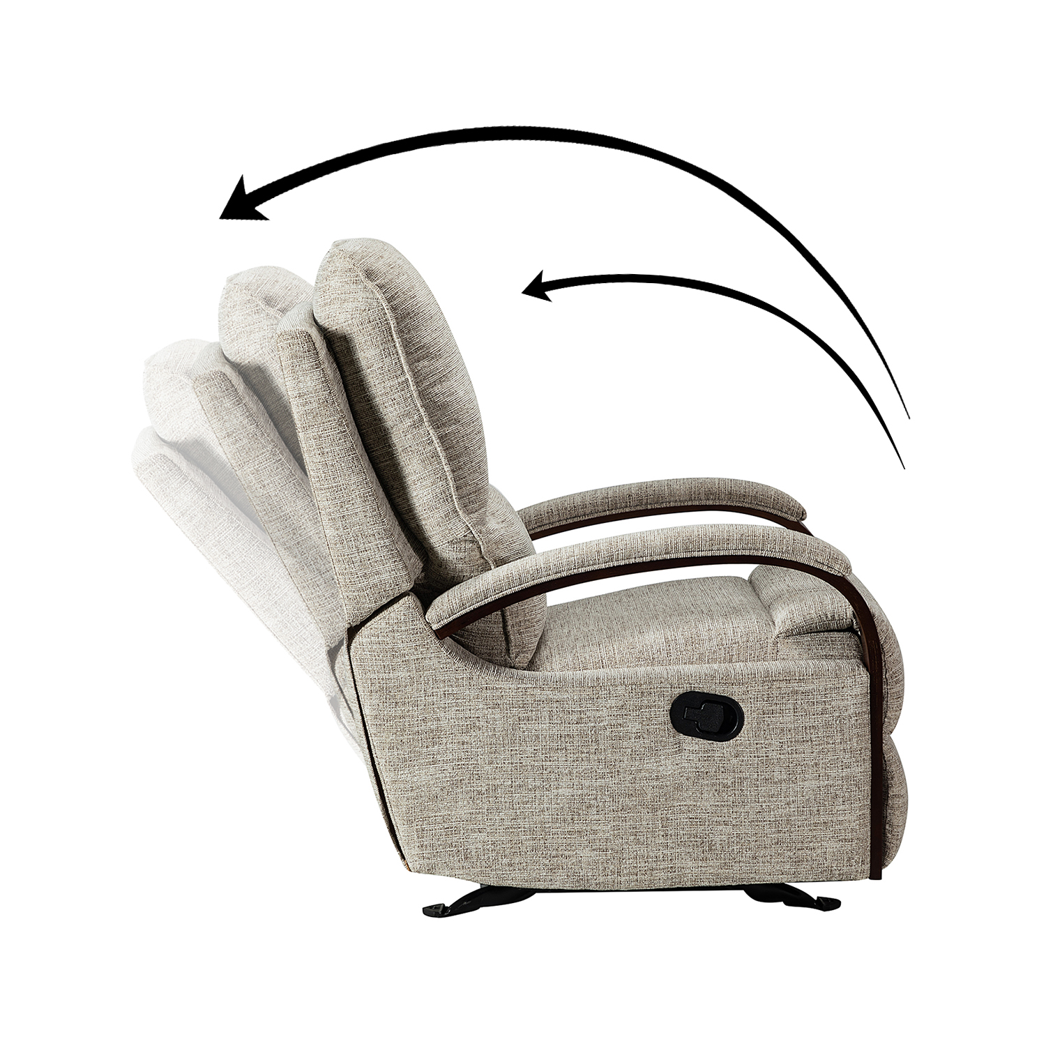 Boln Beige Chenille Manual Rocking Recliner with Footrest 3 Boln Beige Chenille Manual Rocking Recliner with Footrest - Image 3