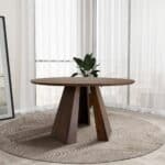 Brown Wood Round Dining Table with Pedestal Base 9 Brown Wood Round Dining Table with Pedestal Base
