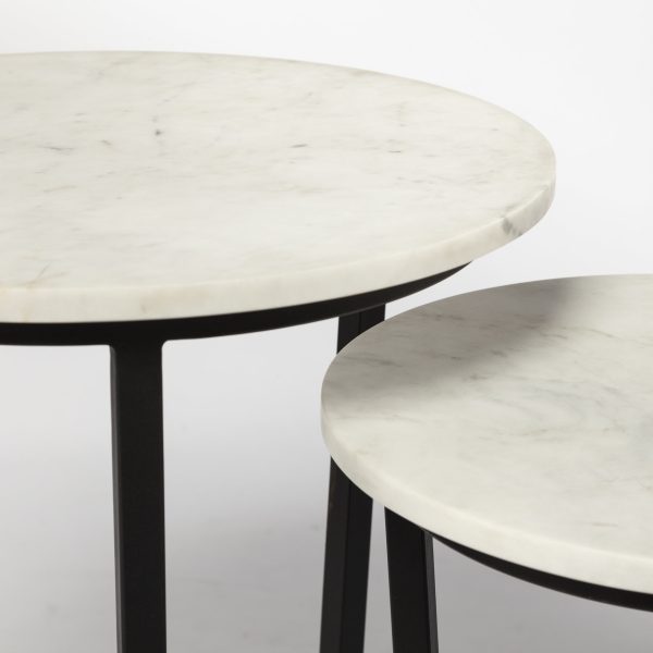 Bombola I Small 15L x 15W White Round Marble Top WBlack Metal Frame Accent Table 10