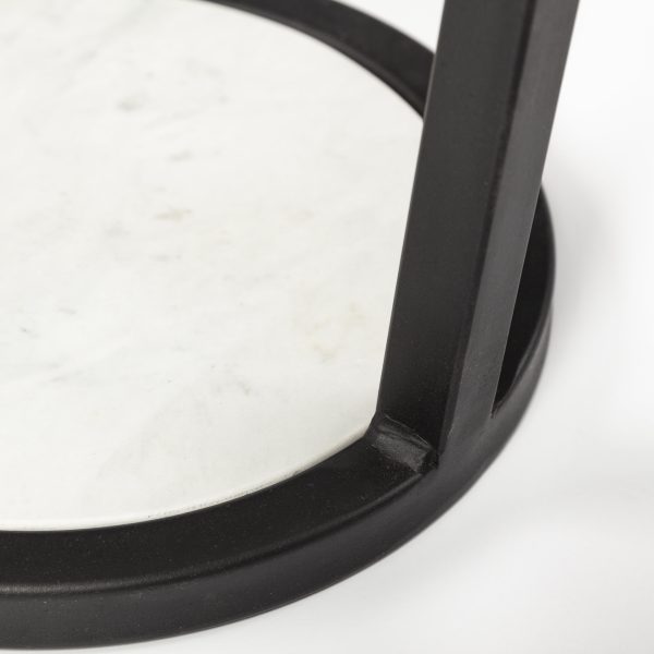Bombola I Small 15L x 15W White Round Marble Top WBlack Metal Frame Accent Table 11