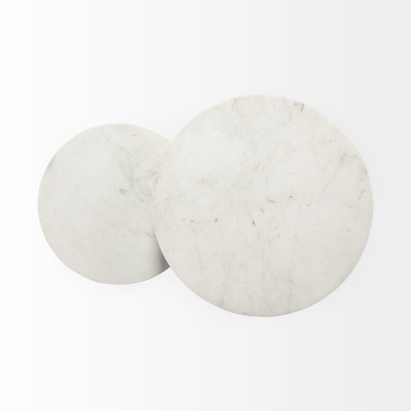 Bombola II Large 18L x 18W White Round Marble Top WBlack Metal Frame Accent Table 7