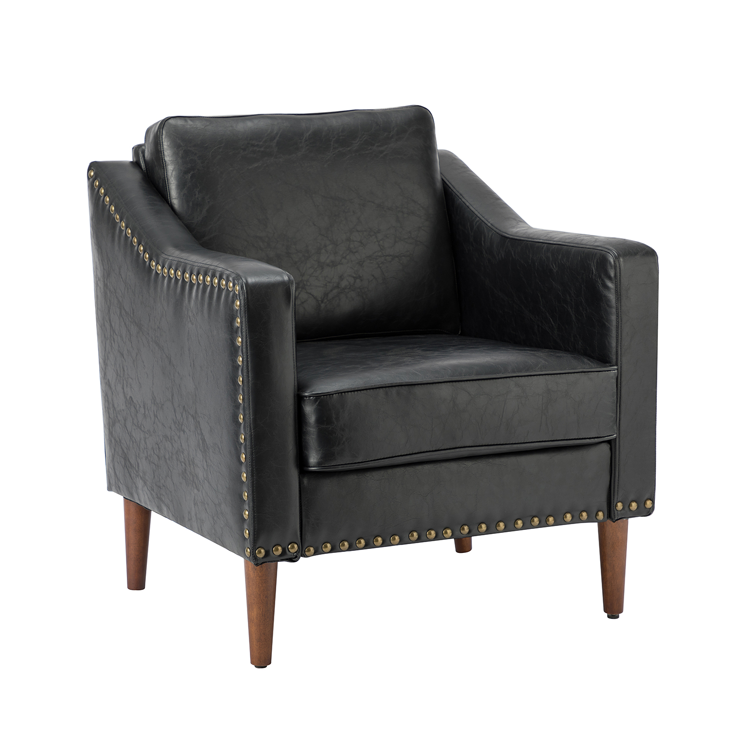 Bonita Black Vegan Leather Nailhead Trim Accent Armchair 2 Bonita Black Vegan Leather Nailhead Trim Accent Armchair - Image 2