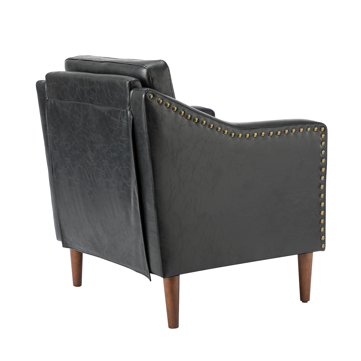 Bonita Black Vegan Leather Nailhead Trim Accent Armchair 3 Bonita Black Vegan Leather Nailhead Trim Accent Armchair - Image 3