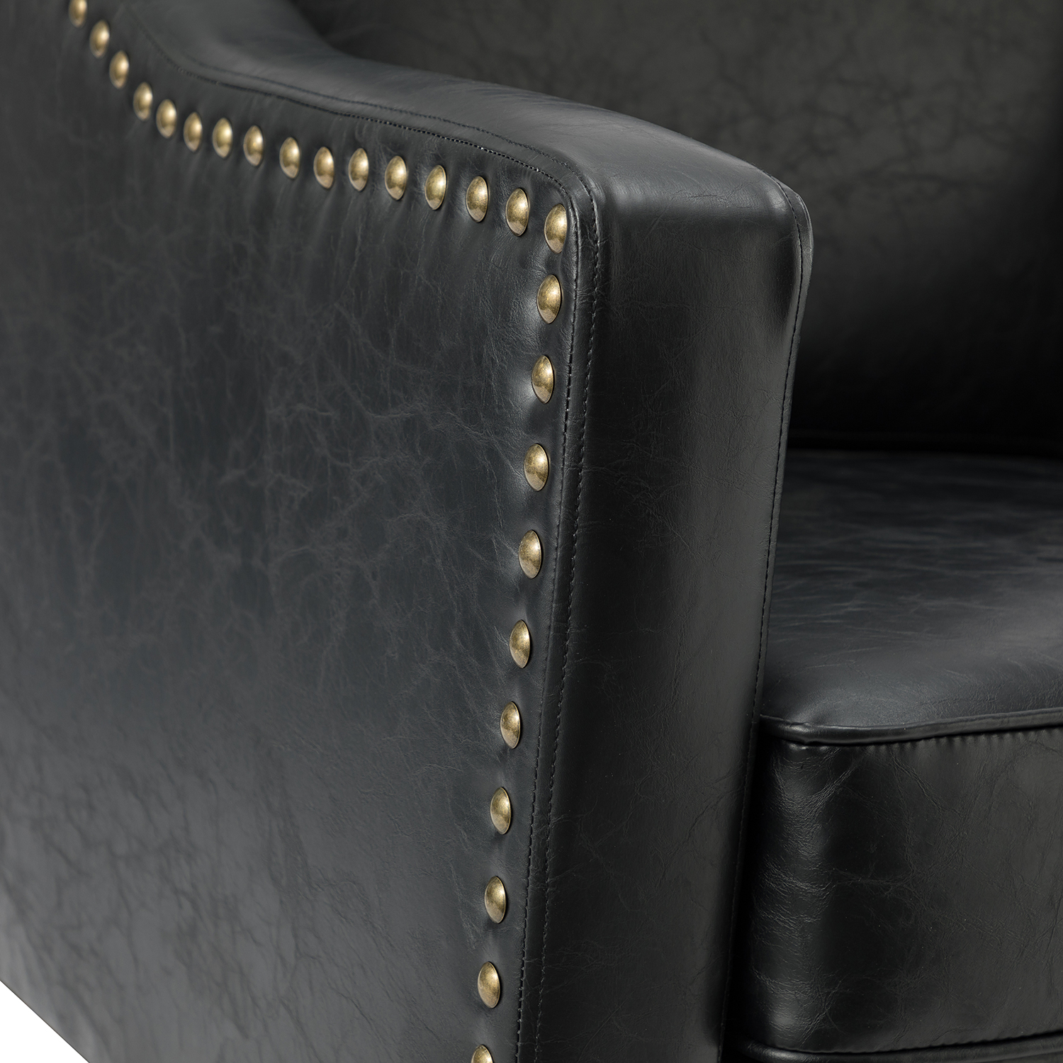 Bonita Black Vegan Leather Nailhead Trim Accent Armchair 5 Bonita Black Vegan Leather Nailhead Trim Accent Armchair - Image 5