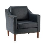 Bonita Navy Vegan Leather Nailhead Trim Armchair 7 Bonita Navy Vegan Leather Nailhead Trim Armchair