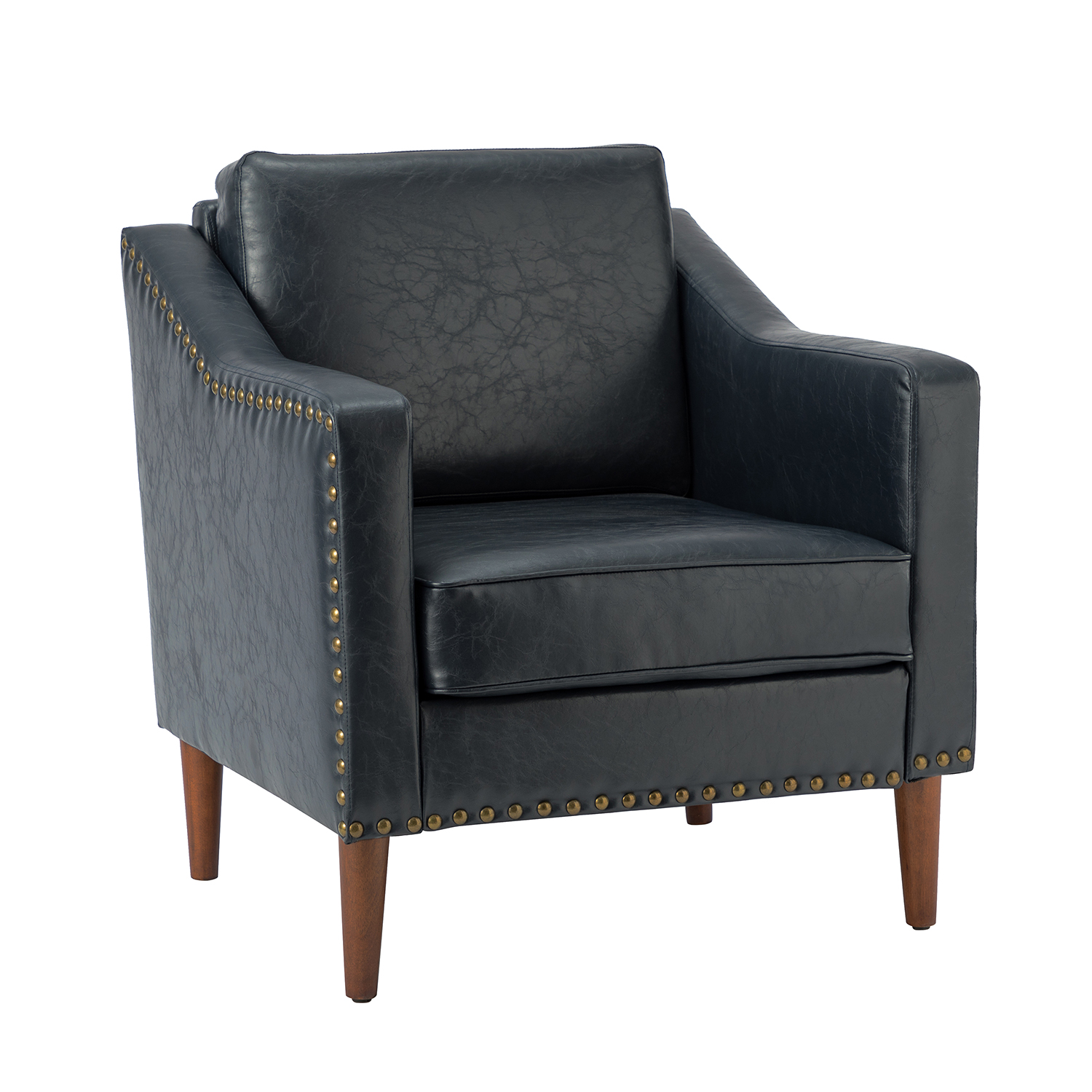 Bonita Navy Vegan Leather Nailhead Trim Armchair 2 Bonita Navy Vegan Leather Nailhead Trim Armchair - Image 2
