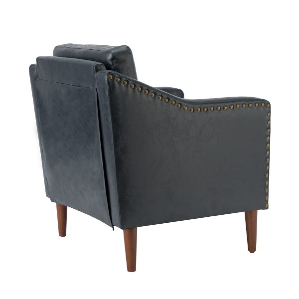 Bonita Navy Vegan Leather Nailhead Trim Armchair 2
