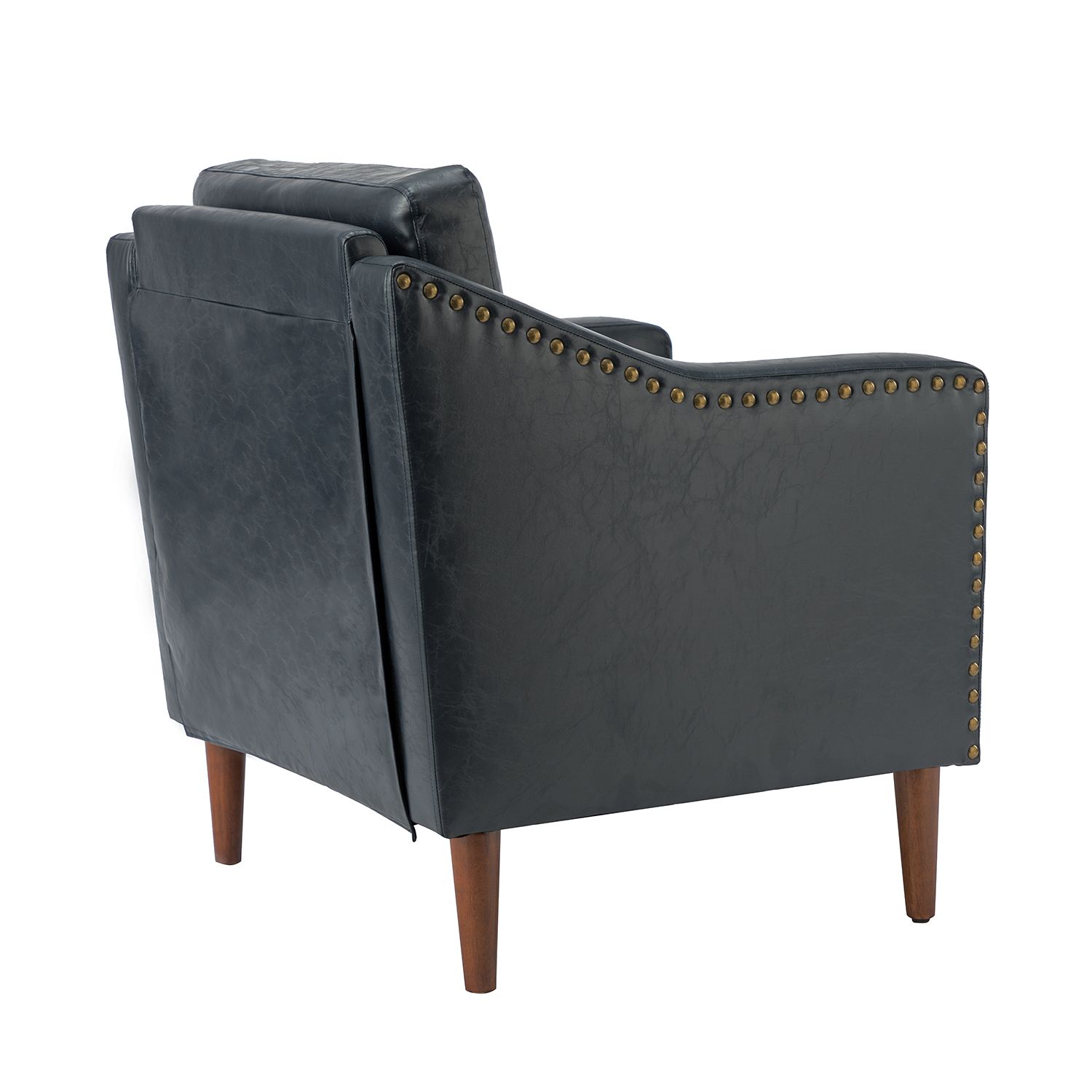 Bonita Navy Vegan Leather Nailhead Trim Armchair 3 Bonita Navy Vegan Leather Nailhead Trim Armchair - Image 3