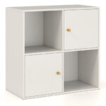 Compact 3-Tier Bookcase with Cabinets and Anti-Tipping Kits